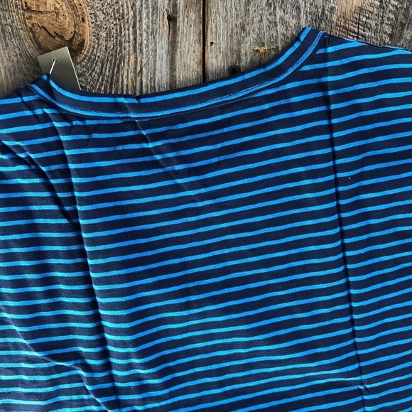 J. Crew Blue Stripe Avec Amour Boxy Tee Size Medium - Picture 2 of 9